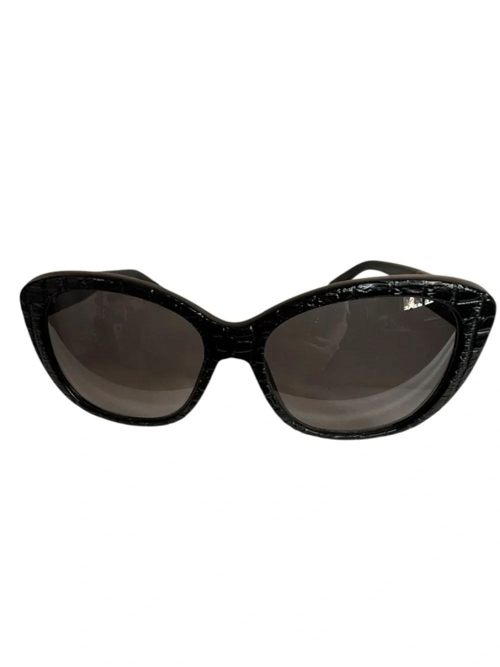 Alexander McQueen AMQ 4193/S Black Croc Textured Sunglasses Italy